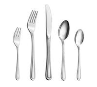 Velaze 30 Pezzi Set Posate in Acciaio Inox 18/10, Set Servizio Posate per 6 Persone, 6 Forchette, 6 Cucchiai, 6 Coltelli, 6 Cucchiaini da tè, 6 Forchette Dolce - Argento (F30)