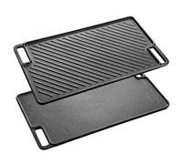 Velaze Bistecchiera in Ghisa con Maniglie, Reversibile, Antiaderente, Grill Piastra con Doppia Faccia, Adatta a Tutti Piani Cottura, Induzione e Forno - Nero (46x26x3cm)