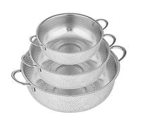 Velaze Scolapasta da cucina in acciaio inox, set di 3 pezzi scolapasta pieghevole, micro perforati con manici per il risciacquo, scarico ideale per paste e verdure, filtrare sottili