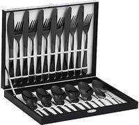 Velaze Set di posate in acciaio inox 18/10, set di posate per 6 persone con cucchiaio, forchetta, coltello e cucchiaino, posate lucidate con scatola regalo, lavabile in lavastoviglie