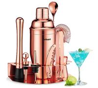 Velaze Set Shaker Cocktail 850 ml, Cocktail Shaker Set Professionale in Acciaio Inox, Set di Accessori da Cocktails di 10 Pezzi per Martini, Gin Tonic, Barra e Festa - Oro Rosa