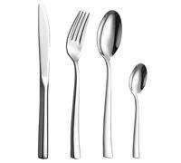 Velaze VLZ-FW-D24S - Set di 24 posate in acciaio INOX per 6 persone, tra cui cucchiaio, forchetta, coltello e cucchiaino, design lucidato a specchio, colore: Argento
