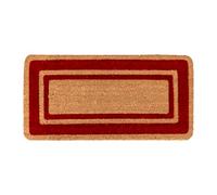 Velcoc - Zerbino Bordo da Interno in Fibra di Cocco, Tappeto con Fondo in PVC Antiscivolo, Robusto e Resistente, Elevata Capacità di Assorbenza, Spessore 14 mm, Colore Beige e Rosso, 40 x 80 cm
