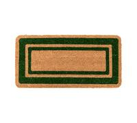 Velcoc - Zerbino Bordo da Interno in Fibra di Cocco, Tappeto con Fondo in PVC Antiscivolo, Robusto e Resistente, Elevata Capacità di Assorbenza, Spessore 14 mm, Colore Beige e Verde, 40 x 80 cm