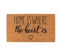 Velcoc - Zerbino da Interno con Scritta Home in Where the heart is, in Fibra di Cocco con Fondo in PVC Antiscivolo, Tappeto Robusto e Resistente, Spessore di 14 mm, Dimensione 40 x 70 cm