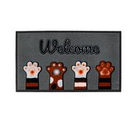 Velcoc - Zerbino da Interno in Gomma Riciclata con Disegno di Zampe e Scritta Welcome, Tappeto Antiscivolo, Robusto e Resistente, Elevata Capacità di Assorbenza, Spessore 6 mm, Dimensione 40 x 70 cm