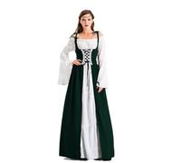 Velcoxplay Abito rinascimentale da donna, abito medievale con maniche a tromba medievale, costume da regina vittoriana maxi abito verde M