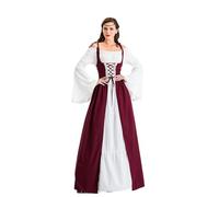 Velcoxplay Abito rinascimentale da donna, abito medievale con maniche a tromba, medievale, costume da regina vittoriana, rosso, S