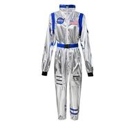 Velcoxplay Costume da astronauta da donna spaziale astronauta tuta Spaceman tuta vestito argento e blu S