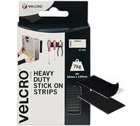 VELCRO Brand 2 strisce adesive nere adesive, 50 mm x 100 mm, a strappo, autoadesive, industriali, extra forti, resistenti, perfette per casa, ufficio e garage