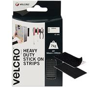 VELCRO Brand 2 strisce adesive nere adesive, 50 mm x 100 mm, a strappo, autoadesive, industriali, extra forti, resistenti, perfette per casa, ufficio e garage