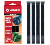 VELCRO Brand Cinghie elastiche da 30 pollici, confezione da 4 | Elastico e regolabile per una vestibilità aderente | Fissare ombrelli da esterno, legno, teloni, coperte, pali, altro | Cinch con fibbia, nero 30 x 1