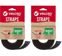 VELCRO Brand | Eco One-Wrap Cinghie Riutilizzabili | Cinghie Riutilizzabili, Flessibili e Versatili per Ogni Uso in Casa | Nero | 25 mm x 3 m (Confezione da 2)