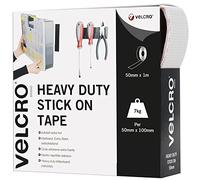 VELCRO Brand | Nastro adesivo extra forte industriale tagliato su misura | Bianco | 50mm x 1m