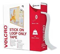 Velcro Brand VEL-EC60222 Quadri incollare Adesivo e Parte in Velcro, Bianco, 20mm x 10m