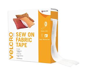 VELCRO Brand | Nastro per cucire in tessuto | Taglia su misura, robusto hook & loop, nastro adesivo autoadesivo | Bianco | 20mm x 25m