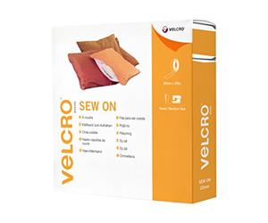 VELCRO Brand | Nastro per cucire in tessuto | Taglia su misura, robusto hook & loop, nastro adesivo autoadesivo | Nero | 20mm x 25m
