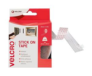 VELCRO Brand Nastro riapribile adesivo 20mmm x 2.5m Bianco