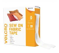 VELCRO Brand | Nastro in Tessuto da Cucire & Incollare | Nastro Autoadesivo Taglia su Misura con Gancio e Asola Forti| Bianco | 20 mm x 5 m