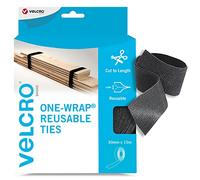 VELCRO® Cravatte riutilizzabili a un avvolgimento, fascette multiuso, accessori da scrivania perfetti per la gestione dei cavi e il miglioramento della casa, nero, 30 mm x 15 m