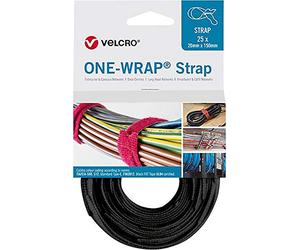 VELCRO® One Wrap® - Fascetta stringicavo 20 mm x 330 mm, 25 pezzi, colore: Nero
