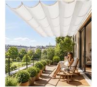 Vele parasole ondulate retrattili 400x1000cm,tenda da sole esterno impermeabile e resistente al vento,protezione UV 99%,perfetta per terrazza,giardino,piscina e pergola Bianco