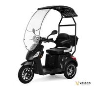 Veleco Scooter elettrico Draco 3 ruote, tettuccio con parabrezza, freno magnetico (Nero)