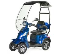 VELECO FASTER ROOF - Dispositivo Disabili a 4 ruote - Completamente assemblato e pronto all'uso - Tetto rigido e parabrezza - Sicuro e stabile - Allarme - Ampio deposito e portabicchieri (BLU)