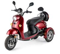 VELECO Scooter elettrico 3 ruote Disabili Anziani 12km/h 650W Retro ZT63 (Rosso)