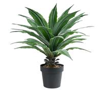 Velener Pianta di agave artificiale in vaso nero con ciottoli di pietra vera, grandi piante di agave finta con foglie seghettate verdi, yucca finta per interni ed esterni, altezza 76 cm, 40 foglie