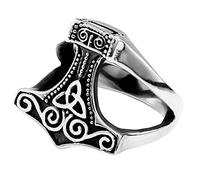 VELESAY Hammer di Thor Anello Acciaio Inossidabile Uomo Anello Vintage Gotico Vichingo Anello Viking Rock Biker Punk Anello Vichingo Gioielli