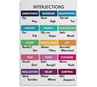 VelfDuel Nterjections, Types of Interjections, Parts of Speech, grammatica in lingua inglese, poster educativo per aule scolastiche, targa in metallo da parete per soggiorno, 20,3 x 30,5 cm