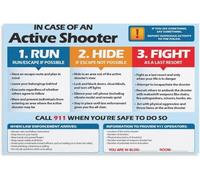 VelfDuel Poster educativo sulla sicurezza scolastica e sul posto di lavoro con sparatutto attivo (Run, Hide, Fight), poster in metallo da parete, decorazione moderna per camera da letto, 20,3 x 30,5