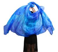Veli a sciarpa da danza del ventre, Sciarpa da palco tinta fatta a mano in vero velo di danza del ventre in seta multicolore, varie dimensioni(Color 5-ye,XL-300x114cm)