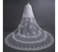 Veli da Sposa 3/4/5 m Appliques in Pizzo Morbido a Due Livelli Accessori per Matrimoni da Sposa con Velo da Sposa con Pettine di Metallo (Ivorio 3 * 3M)