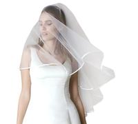 Veli da sposa bianchi di fascino con il pizzo delicato leggero fotografia per occasione nuziale e foto Romantici Breve sposa, bianco, Taglia unica