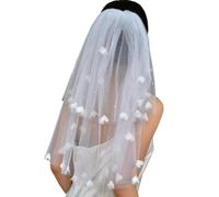 Veli da sposa con design a doppio strato e pettine, Cream | Veli da sposa a doppio strato, comodi veli in tulle per copricapi fidanzamento