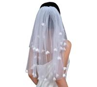 Veli da sposa con design a doppio strato e pettine, White | Veli da sposa a doppio strato, comodi veli in tulle per copricapi fidanzamento