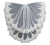 Veli da Sposa da Sposa a 2 Strati con Pettine Corto al Gomito, Bordo in Pizzo Applicato for la Decorazione Nuziale(300cm)