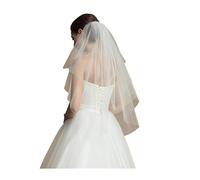 Veli da sposa in pizzo, Velo da sposa in pizzo di cristallo cattedrale a due strati multicolore 70-90 cm(White)