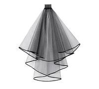 Veli da Sposa, Nero Tulle Velo Corto 80cm, Veli da Sposa Accessori da Sposa con Pettinino, Doppio Veli Halloween, Per Matrimonio, Addio Al Nubilato Carnevale