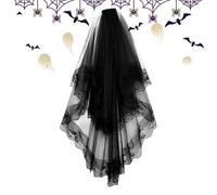 Veli neri da donna - accessorio per acconciatura corto floreale con pettine | velo corto in pizzo | per donna giovane ragazza sposata funerale costume festa Halloween fotografia