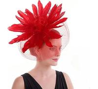 Veli per il viso Fascinators Cappello Donna Fascia per capelli Cappello Rete Accessori per capelli Cappello da chiesa Modisteria-Rosso