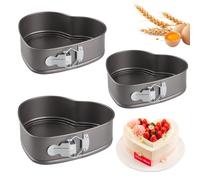 Velicber 3 Pezzi Stampo Torta Forma di Cuore, 20/22/24cm Apribile Con Cerniera a Forma Di Cuore, Tortiera Rimovibile in Acciaio Al Carbonio per La Cottura Di Torte E Dolci