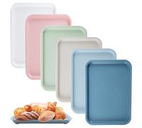Velicber 6 Pezzi Vassoio da Portata 25x18cm Vassoio Plastica Rettangolare vassoio Piccolo Riutilizzabili Vassoi Fast Food Vassoio Antiscivol in Plastica per Bar/Ristorante/Cucina (6 Colori)