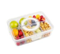 Velicber Contenitore per Snack con 8 Scomparti e Maniglia Portatile Snack Box con Coperchio Ermetico Vassoio da Portata Diviso per Caramelle, Frutta, Biscotti, Noci, Picnic Party, 31x23.5x6.5cm