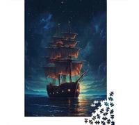 Veliero Classico Notte sul Mare Puzzle 1000 Pezzi per Adulti Carta Gioco di Puzzle 1000 Pezzi Relax Decorazione Casa Interazione Regalo Festa 38x26cm/1000pcs