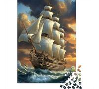 Veliero Classico Puzzle 1000 Pezzi Gioco di Puzzle 1000 Pezzi Carta per Adulti Tramonto Sul Mare Relax Decorazione Regalo Famiglia 70x50cm/1000pcs