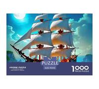 Veliero Puzzle 1000 Pezzi Carta per Adulti Notte sul Mare Gioco di Puzzle 1000 Pezzi Relax Decorazione Regalo 70x50cm/1000pcs