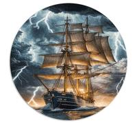 Veliero Tempesta Mare Puzzle 1000 Pezzi Rotondo Puzzle per Adulti Carta